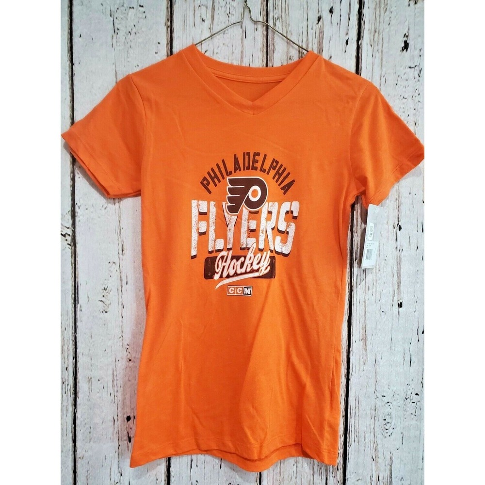 CCM  Girl's Medium Philadelphia Flyers NHL Hockey Short Sleeve T-Shirt Shirt NEW